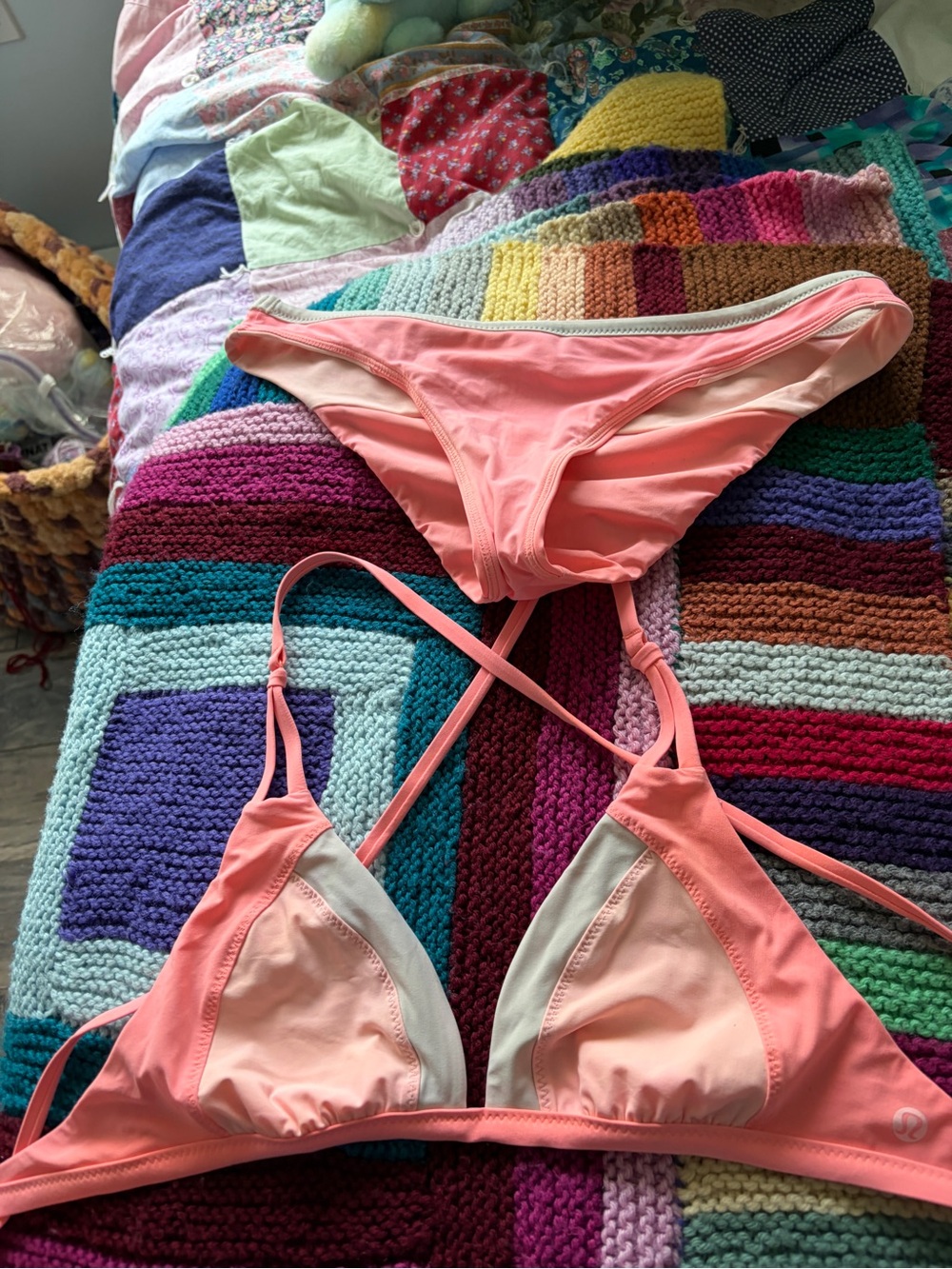 Coral Pink Triangle Bikini Set lululemon